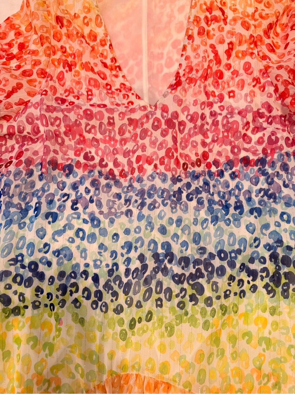 LIKE NEW! Rainbow Multi Color Vilagallo Drop Waist Dress 40 Med